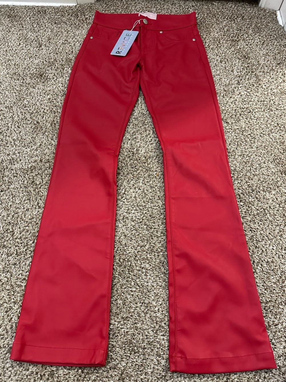 Revice Low Down X Mars Faux Leather Red Pants NWT - Picture 2 of 5